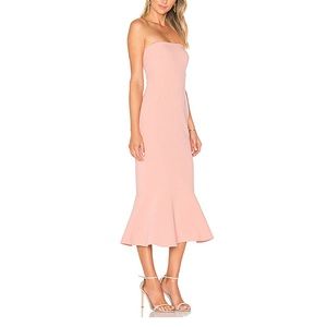 Cinq A Sept Luna Strapless Flared Midi Dress Pink